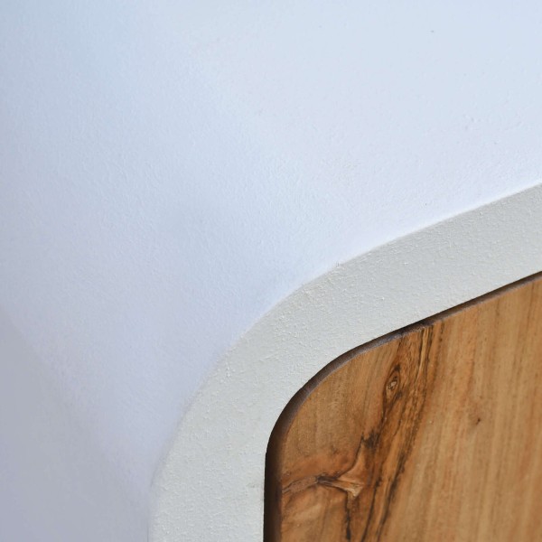 Enfilade de salle à manger effet béton et bois massif d'acacia - Mineralis