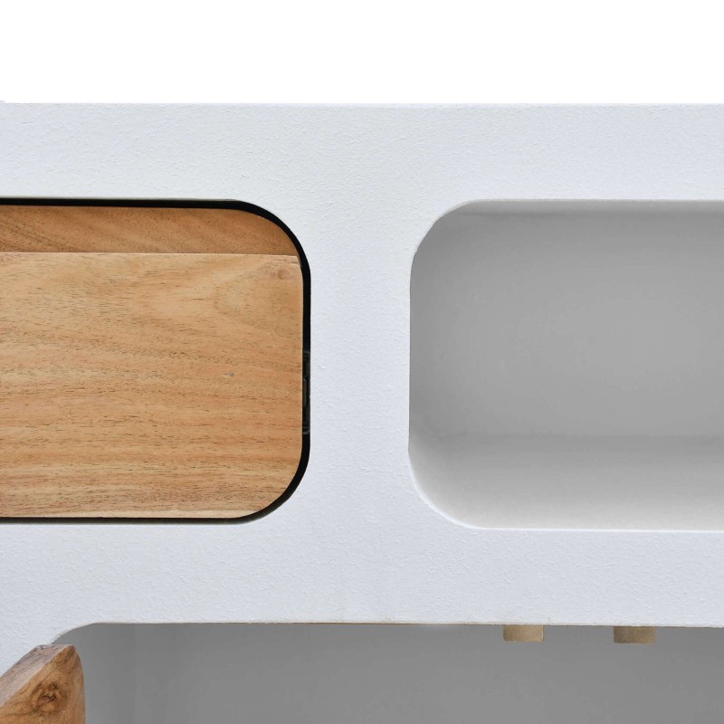 Enfilade de salle à manger effet béton et bois massif d'acacia - Mineralis