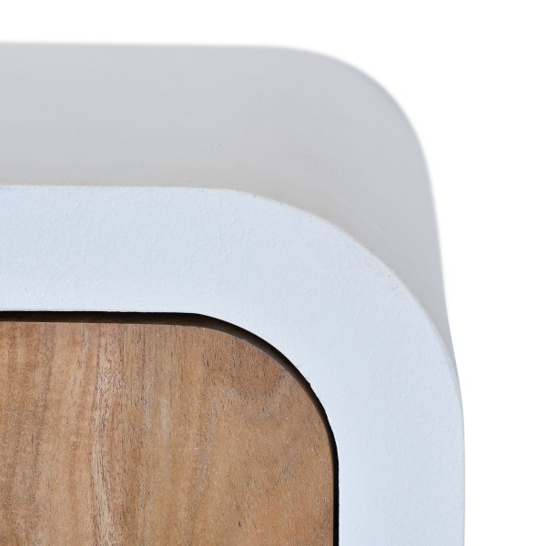 Meuble TV effet béton et bois massif d'acacia 140 cm - Mineralis