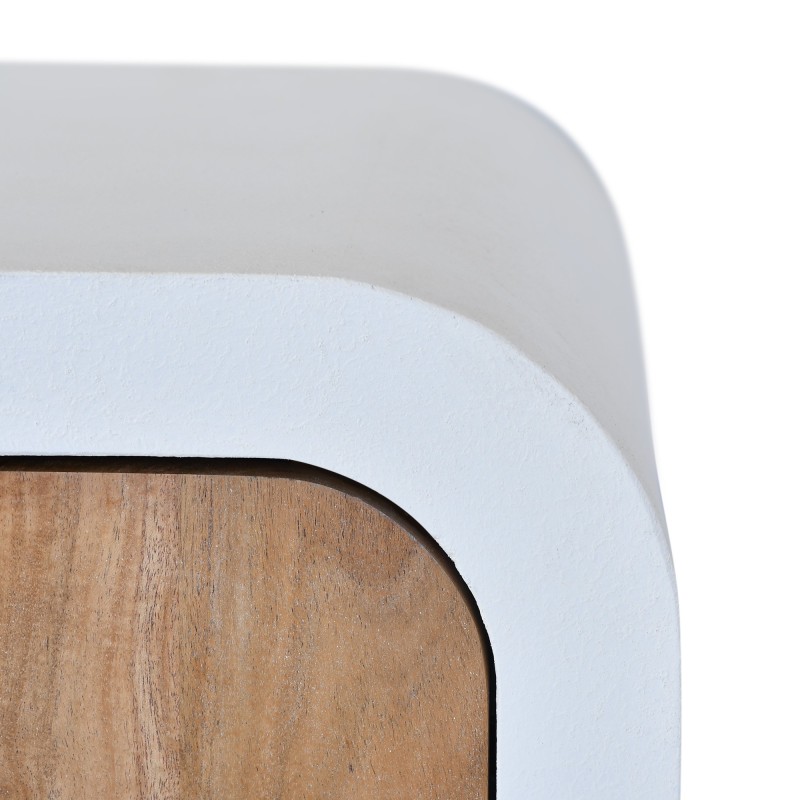 Meuble TV effet béton et bois massif d'acacia 140 cm - Mineralis
