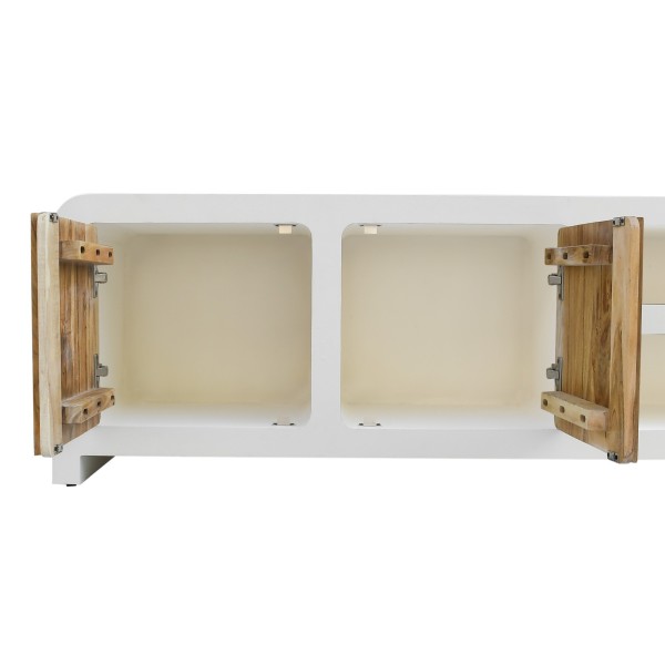 Meuble TV effet béton et bois massif d'acacia 180 cm - Mineralis