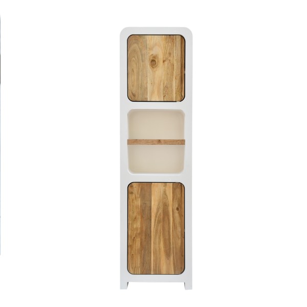 Colonne de salle de bain effet béton et bois massif d'acacia - Mineralis