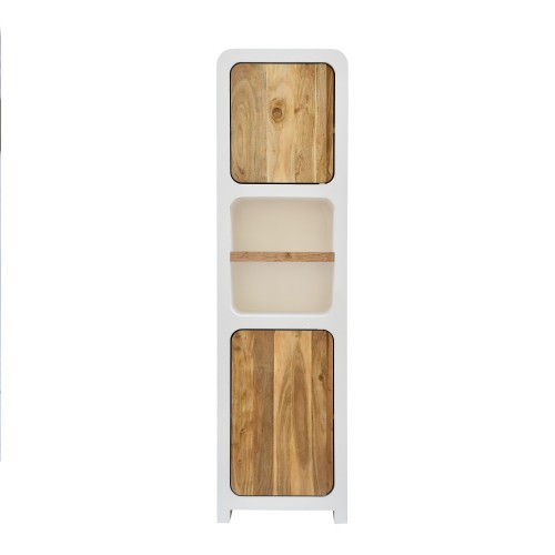 Colonne de salle de bain effet béton et bois massif d'acacia - Mineralis