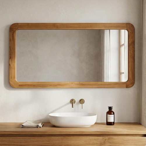 Miroir de salle de bain rectangulaire 140 cm x 70 cm avec bords arrondis