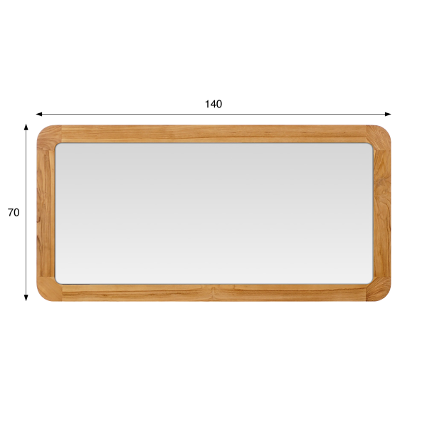Miroir de salle de bain rectangulaire 140 cm x 70 cm avec bords arrondis