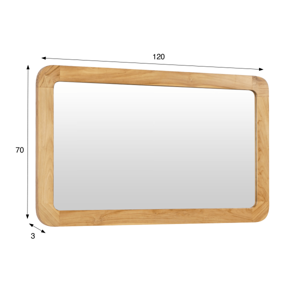 Miroir de salle de bain rectangulaire 120 cm x 70 cm avec bords arrondis