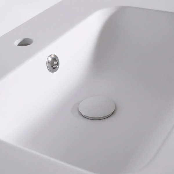 Meuble de salle de bain en bois massif de teck 80 cm, finition mat - Olwen