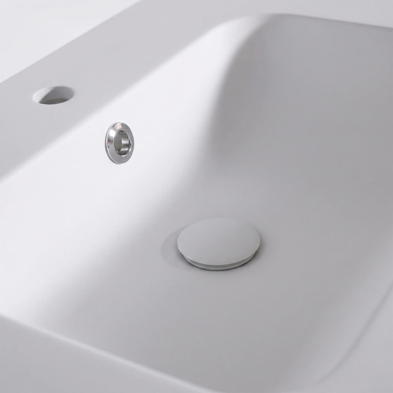 Meuble de salle de bain en bois massif de teck 80 cm, finition mat - Olwen