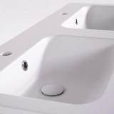 Meuble de salle de bain en bois massif de teck 120 cm, finition mat - Olwen