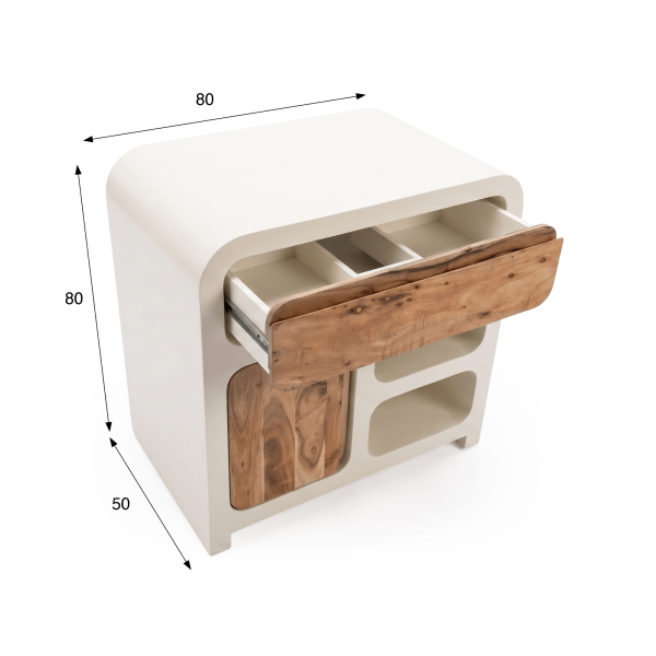Meuble sous vasque effet béton et bois massif d'acacia 80 cm - Mineralis
