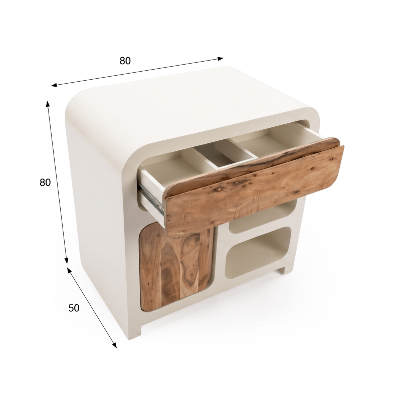 Meuble sous vasque effet béton et bois massif d'acacia 80 cm - Mineralis