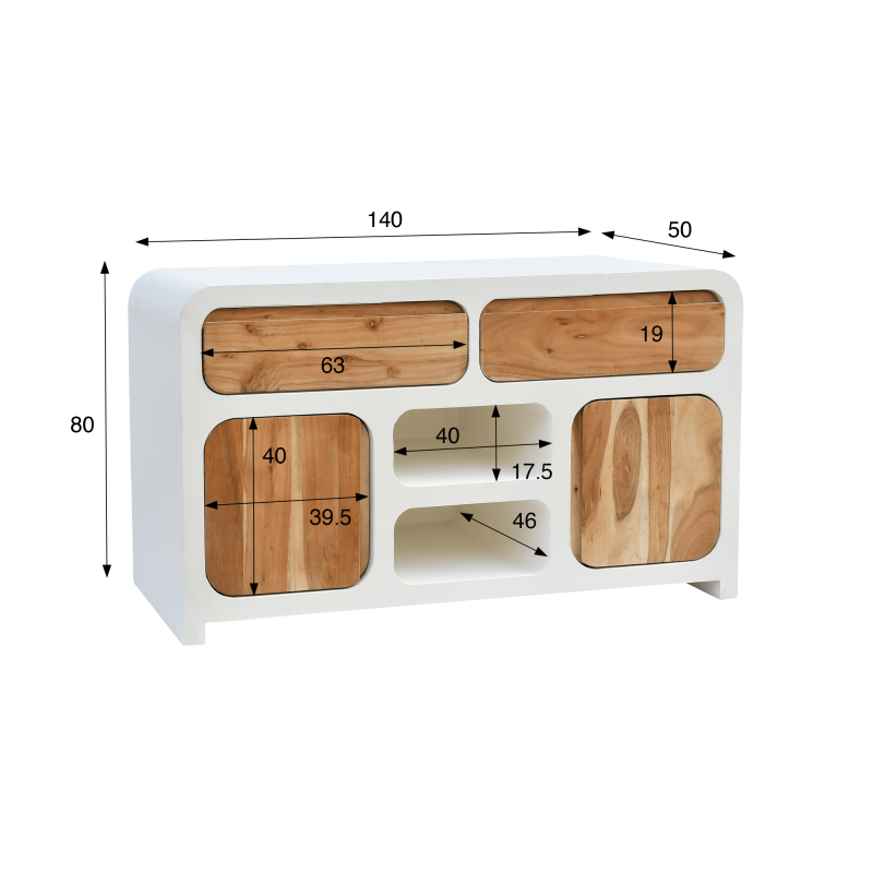 Meuble sous vasque effet béton et bois massif d'acacia 140 cm - Mineralis