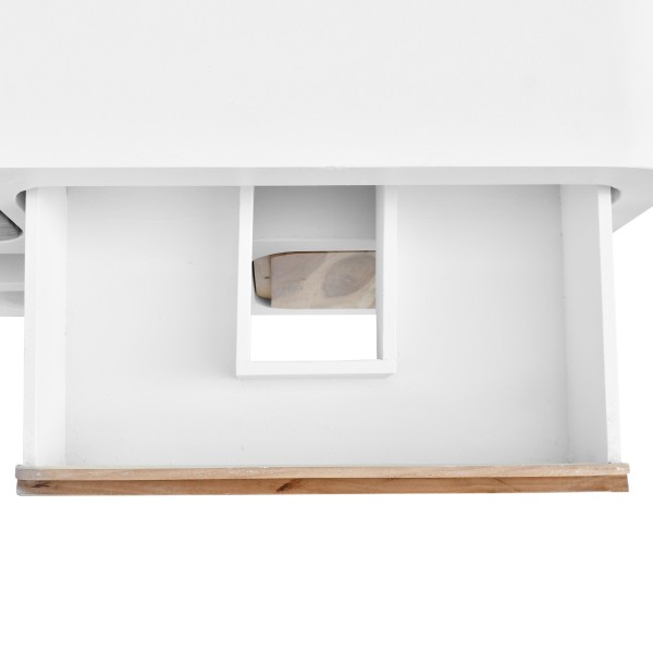 Meuble sous vasque effet béton et bois massif d'acacia 140 cm - Mineralis