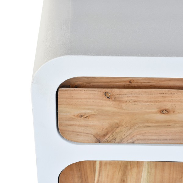 Meuble sous vasque effet béton et bois massif d'acacia 140 cm - Mineralis