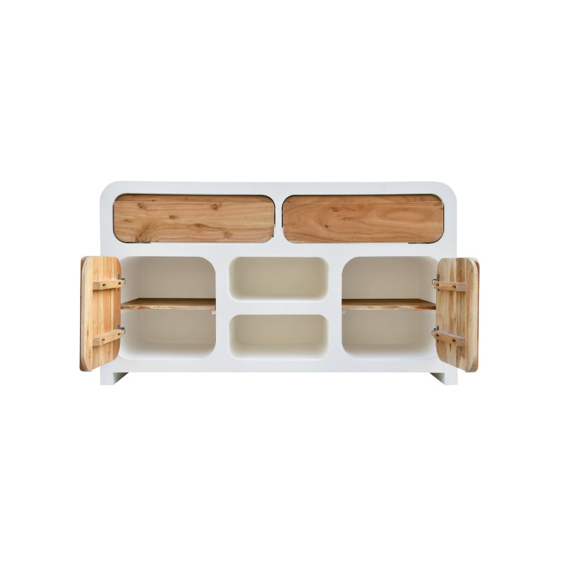 Meuble sous vasque effet béton et bois massif d'acacia 140 cm - Mineralis
