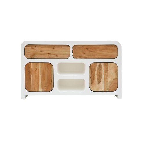 Meuble sous vasque effet béton et bois massif d'acacia 140 cm - Mineralis