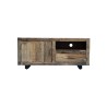 Meuble TV en bois foncé brut et ancien 110 cm - Antique
