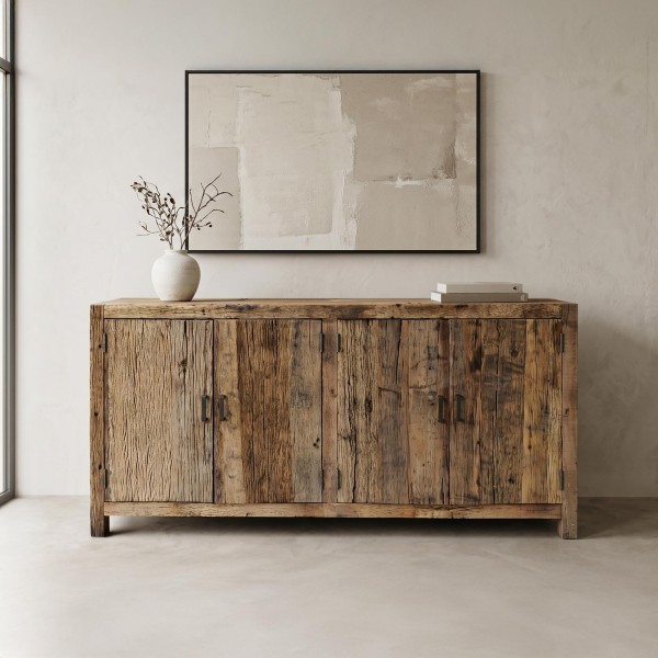 Buffet en bois massif brut et ancien - Antique