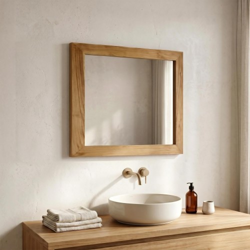 Miroir Rectangulaire 80 cm cadre en teck massif