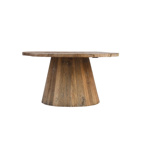 Table basse ronde en bois massif brut et ancien - Rustique