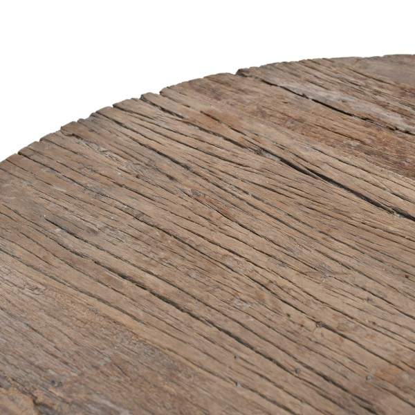 Table basse ronde en bois massif brut et ancien - Rustique