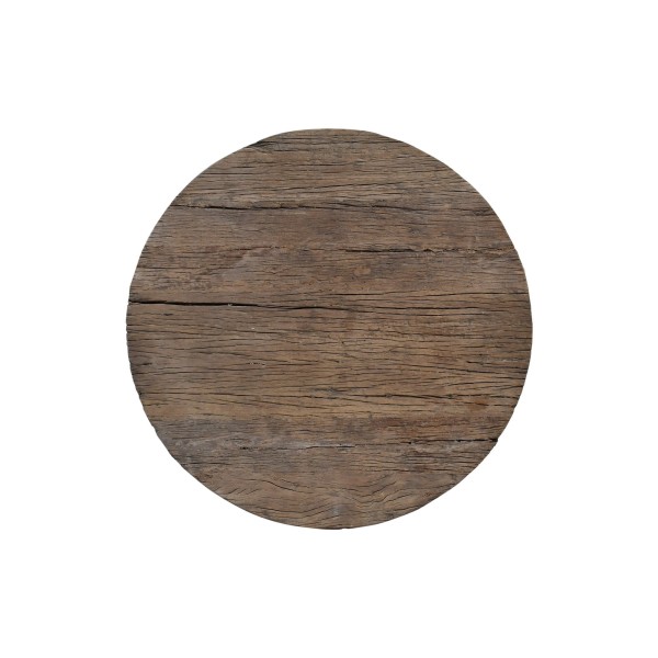 Table basse ronde en bois massif brut et ancien - Rustique