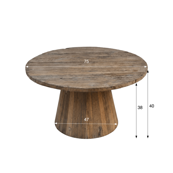 Table basse ronde en bois massif brut et ancien - Rustique