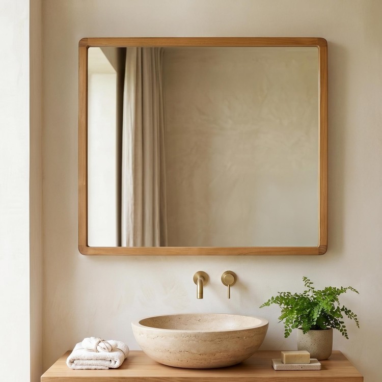 Miroir rectangulaire en bois de teck - Lalia