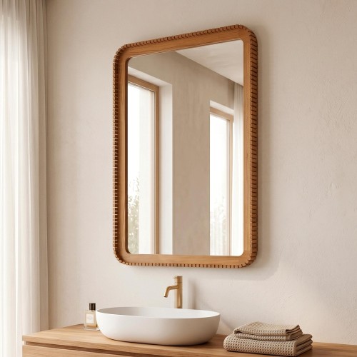 Miroir rectangulaire en bois de teck 80 x 60 cm - Beria