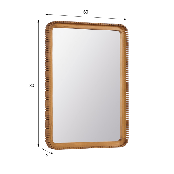 Miroir rectangulaire en bois de teck 80 x 60 cm - Beria