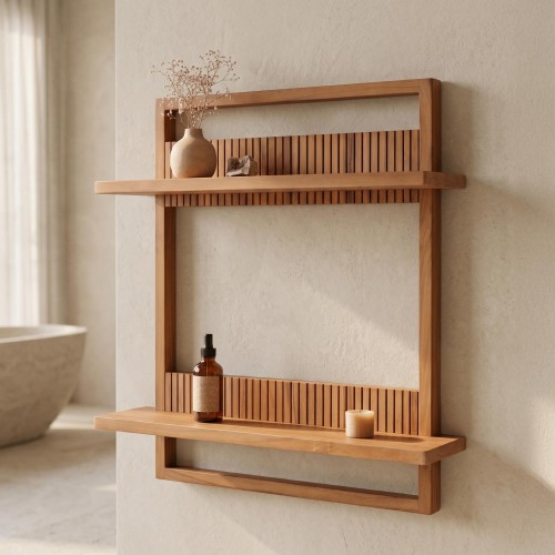 Etagère en bois de teck massif - Aesesa