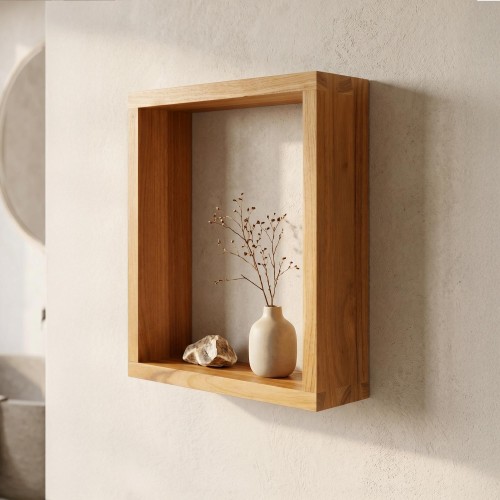 Etagère murale en teck 30 x 35 cm