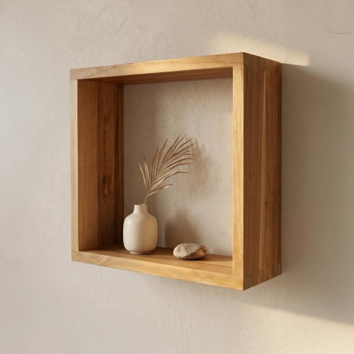 Etagère murale en teck 40 x 35 cm