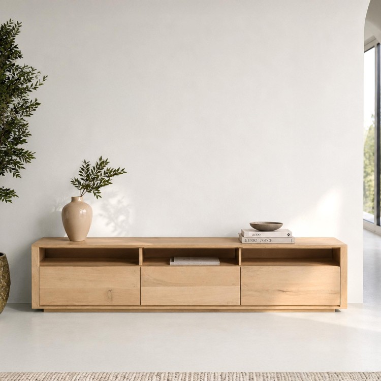Meuble TV en chêne naturel 200 cm - Yseult