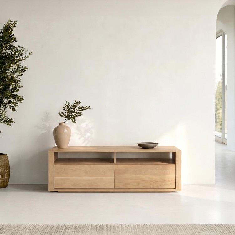 Meuble TV en chêne naturel 140 cm - Yseult
