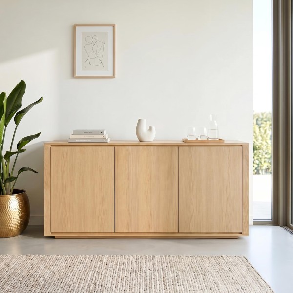 Bahut en bois de chêne 3 portes 160 cm - Yseult