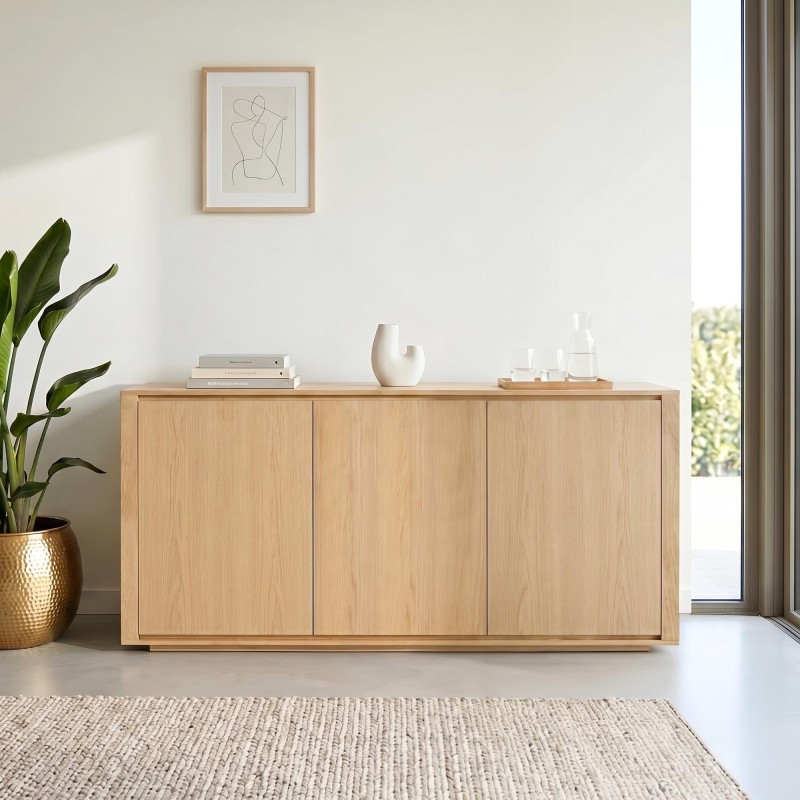 Bahut en bois de chêne 3 portes 160 cm - Yseult