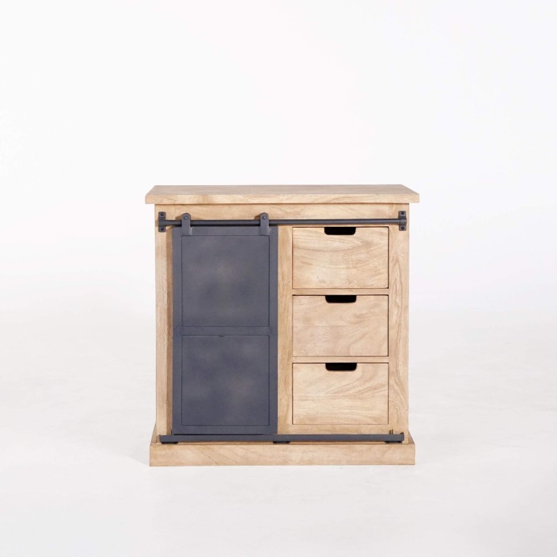 Meuble sous vasque en bois massif et métal 80 cm - Detroit