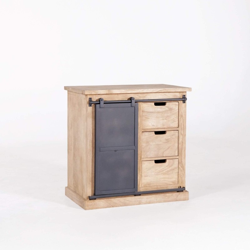 Meuble sous vasque en bois massif et métal 80 cm - Detroit