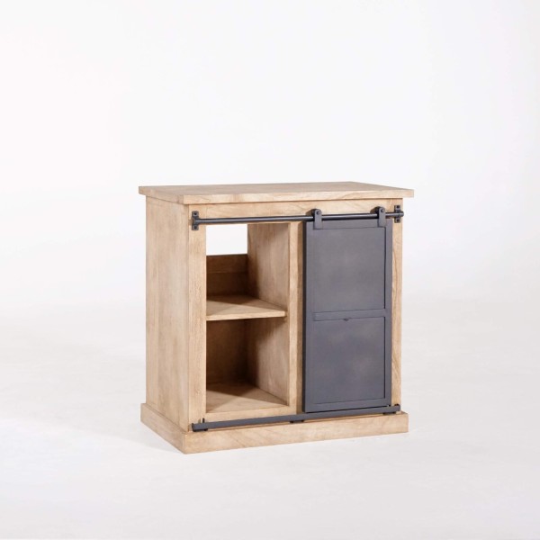 Meuble sous vasque en bois massif et métal 80 cm - Detroit