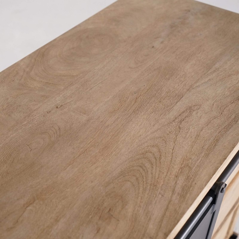 Meuble sous vasque en bois massif et métal 80 cm - Detroit