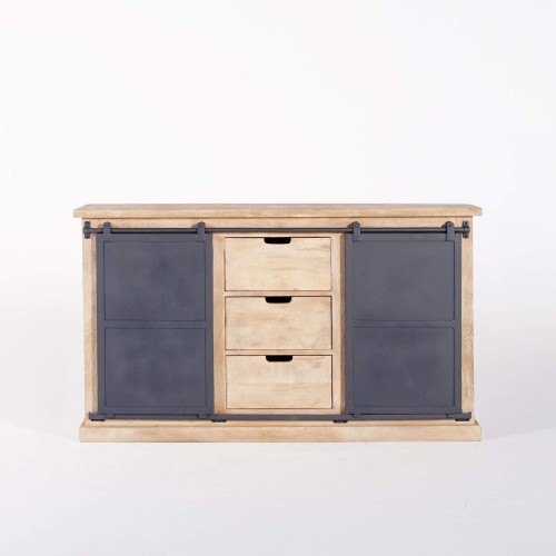 Meuble sous vasque en bois massif et métal 140 cm - Detroit
