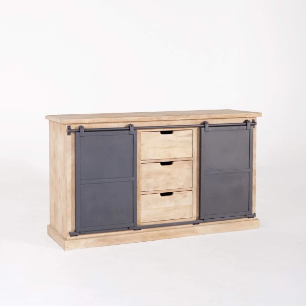Meuble sous vasque en bois massif et métal 140 cm - Detroit