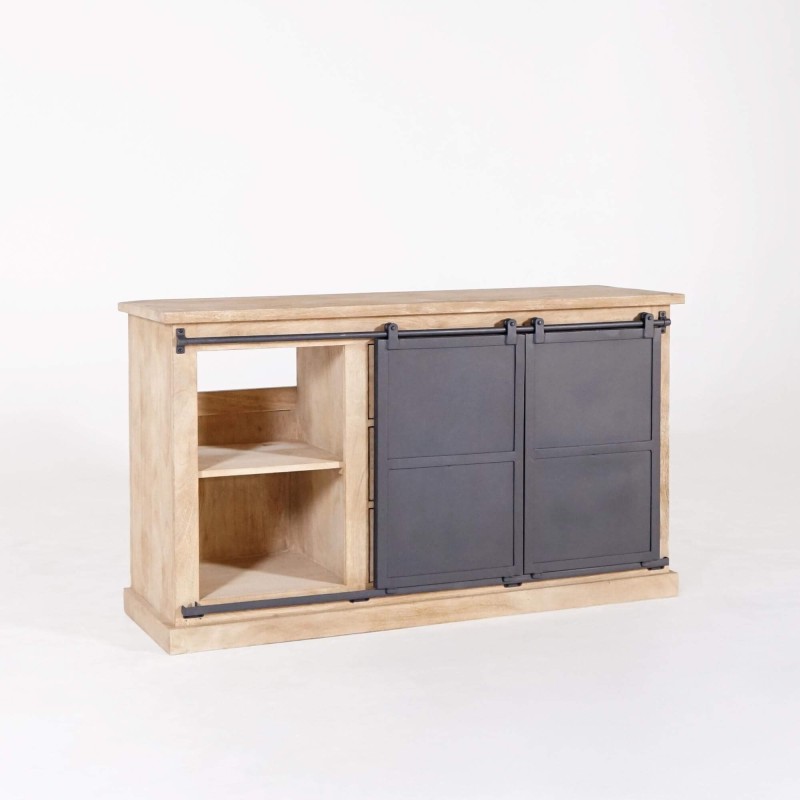 Meuble sous vasque en bois massif et métal 140 cm - Detroit