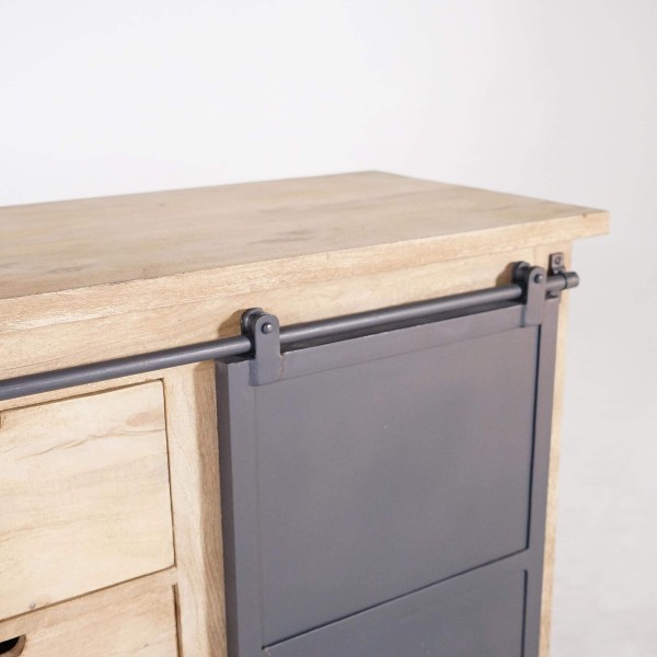 Meuble sous vasque en bois massif et métal 140 cm - Detroit