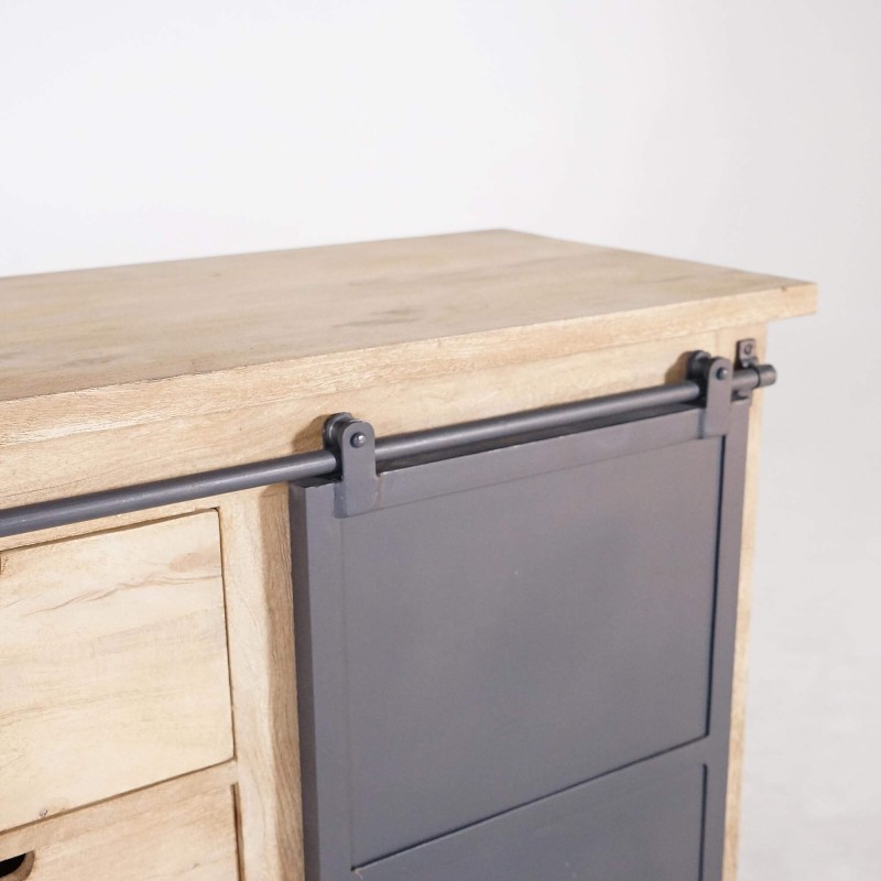 Meuble sous vasque en bois massif et métal 140 cm - Detroit