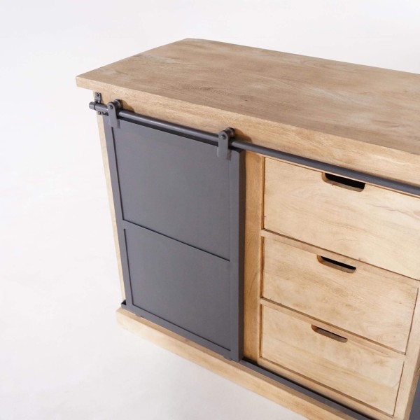 Meuble sous vasque en bois massif et métal 140 cm - Detroit