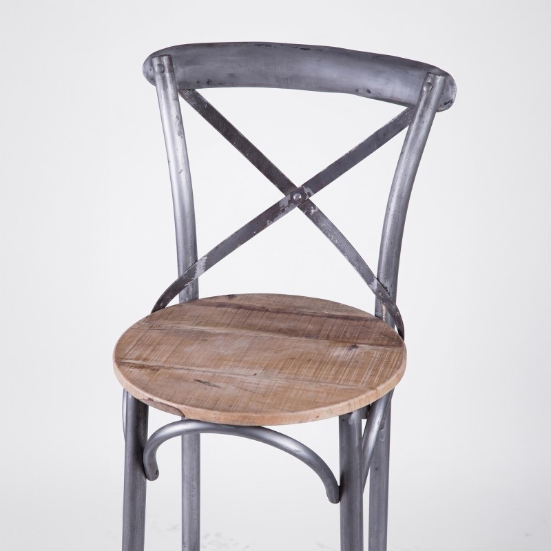 Chaise haute bistrot bois metal
