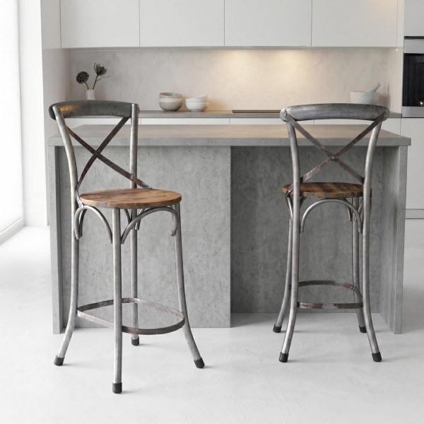 Chaise haute bistrot bois metal