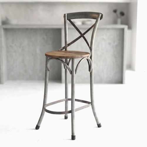 Chaise haute bistrot bois metal